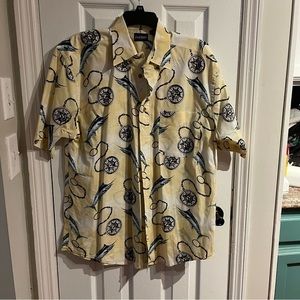 Puritan Men’s Size M Yellow Beach Resort Shirt Button Down Short Sleeve